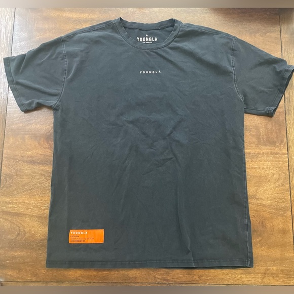 YoungLA Pantone Drip 449 Washed Drip Tee Black Double Sided Cotton Spandex L - Picture 2 of 10